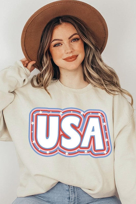 USA Oversized Graphic Fleece Sweatshirts