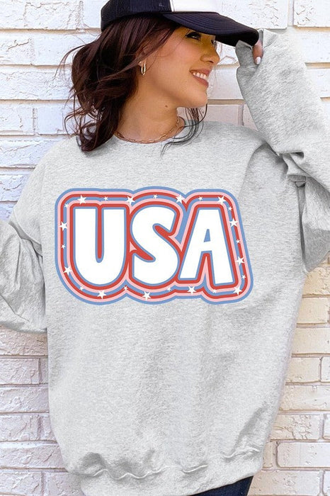 USA Oversized Graphic Fleece Sweatshirts