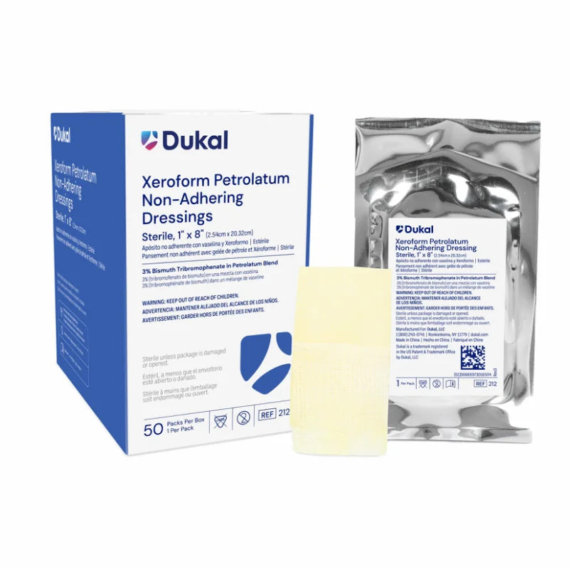 Dukal DUK Xeroform Petrolatum Gauze Dressing, 1" x 8", 50 Count Medical Tape & Bandages