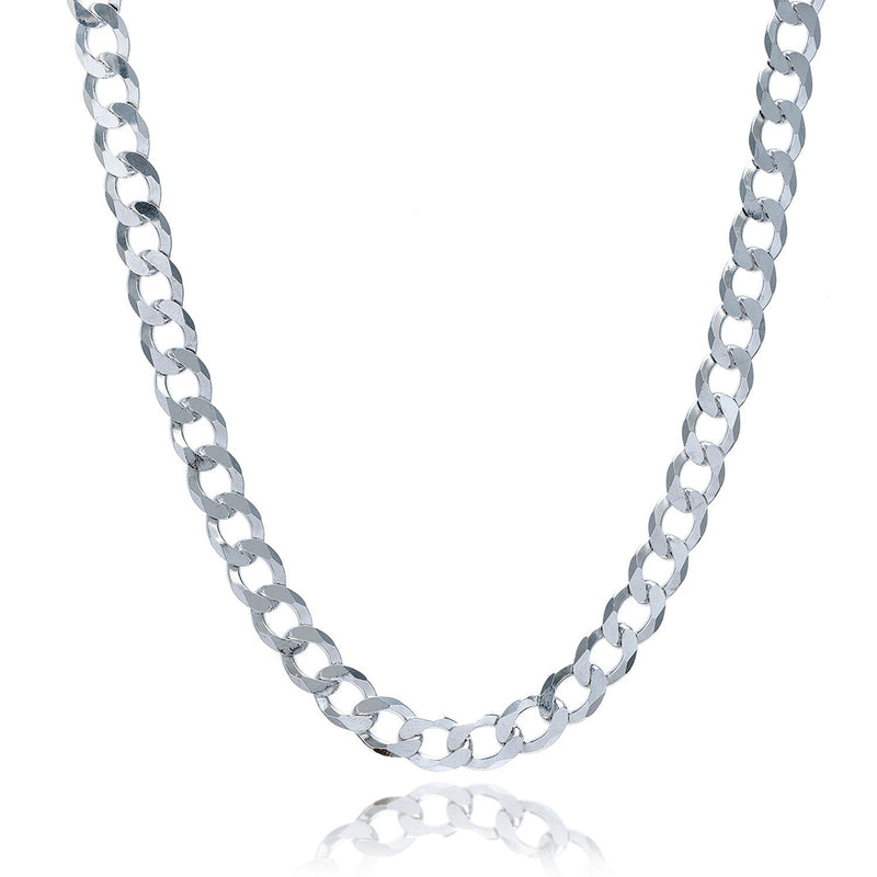 Bids.com Rhodium Plated 7.9mm Sterling Silver Curb Style Chain Necklaces