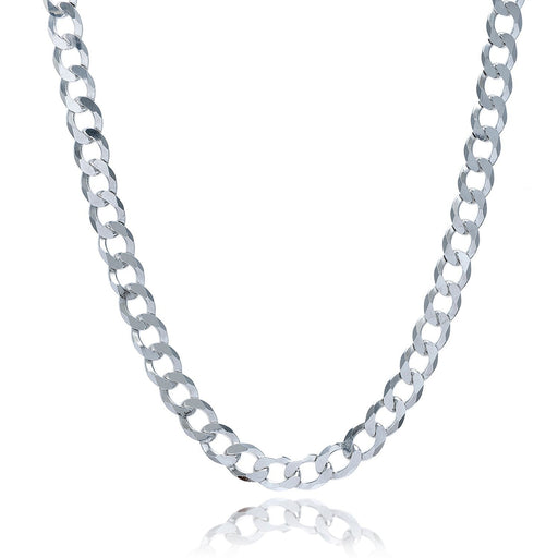 Bids.com Rhodium Plated 7.9mm Sterling Silver Curb Style Chain Necklaces
