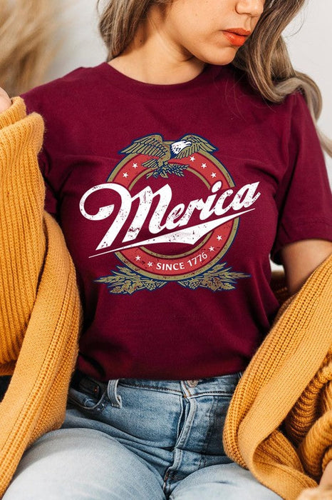 Merica 1776 American Eagle Beer Graphic T Shirts