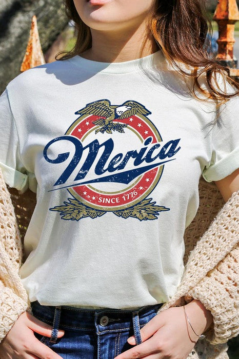 Merica 1776 American Eagle Beer Graphic T Shirts