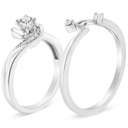 Bids.com .925 Sterling Silver 1/10 Cttw Diamond Swirl and Bypass Bridal Set Ring and Band (I-J Color, I3 Clarity) - Size 7 Rings