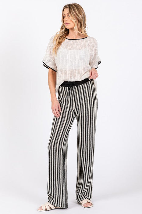 See-Through Stripe Knit Pants