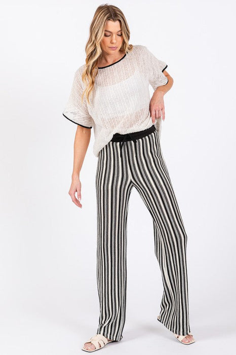 See-Through Stripe Knit Pants