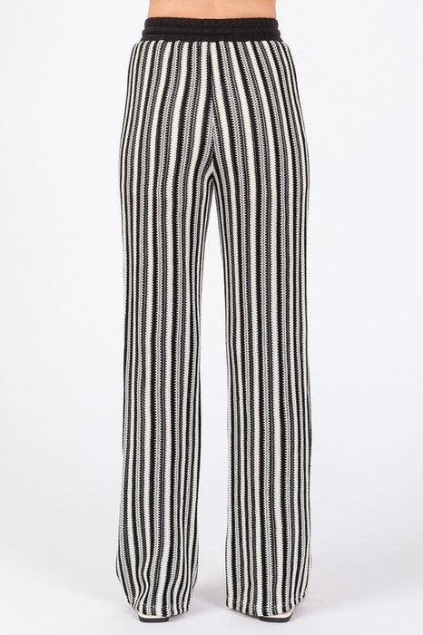 See-Through Stripe Knit Pants