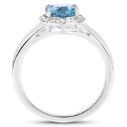 Bids.com 2.13 Carat Genuine London Blue Topaz and White Topaz .925 Sterling Silver Ring Rings