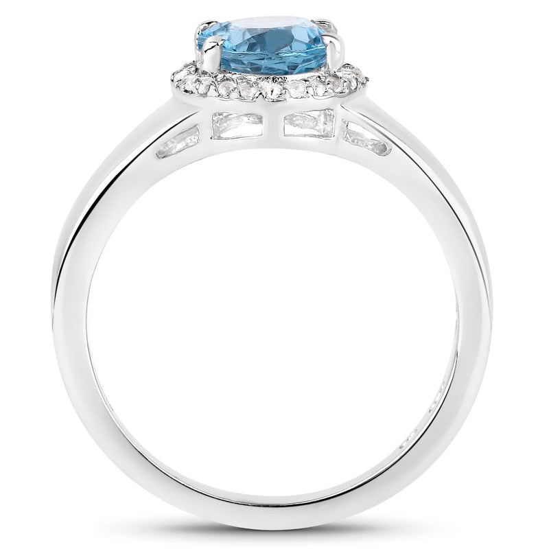 Bids.com 2.13 Carat Genuine London Blue Topaz and White Topaz .925 Sterling Silver Ring Rings