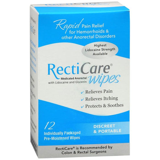 Recticare Recticare Medicated Anorectal Wipes 5 Lidocaine & Glycerin Health Care