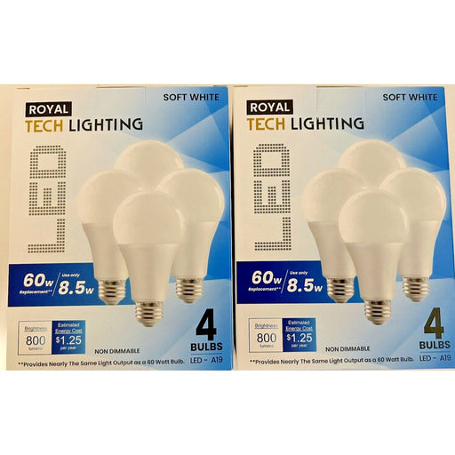 Pasteur Pharmacy 60Watt LED Light Bulbs 800 Lumens A19 Soft White E26 Screw Frosted 2 Pk Of 8 Pcs LED Light Bulbs Tan