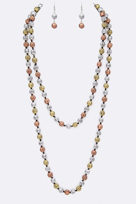 TEXTURED BEADS HAND KNOT CONVERTIBLE LONG NECKLACE