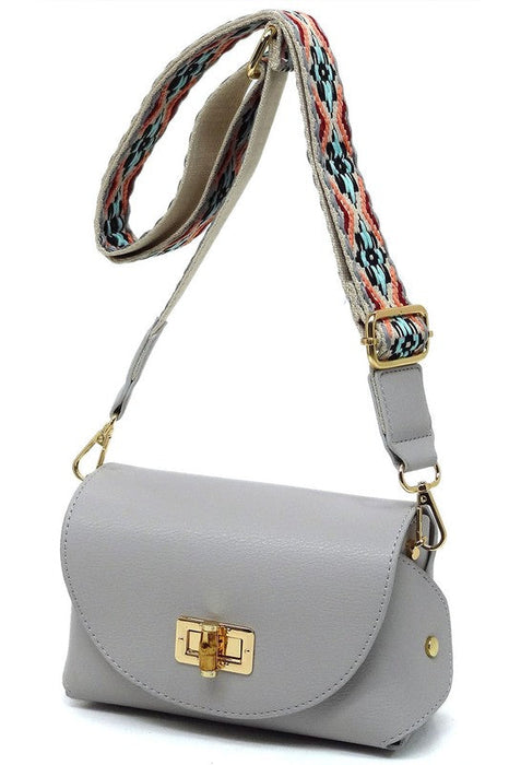 Bamboo Twist Lock Flap Crossbody Bag