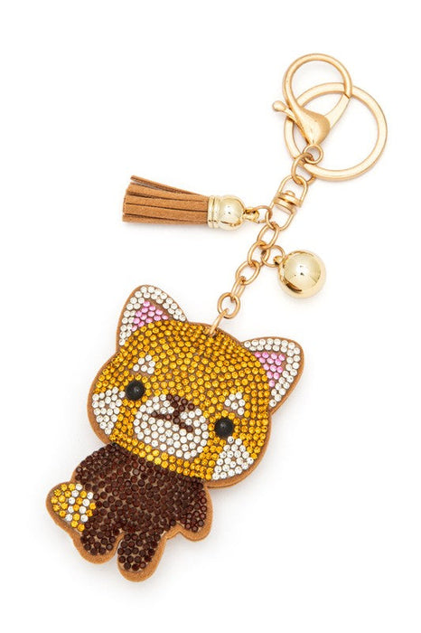 Shiba Inu Rhinestone Pillow Key Chain