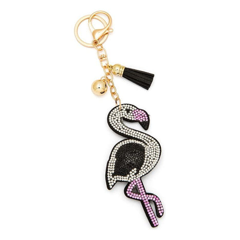 Rhinestone Flamingo Pillow Key Chain