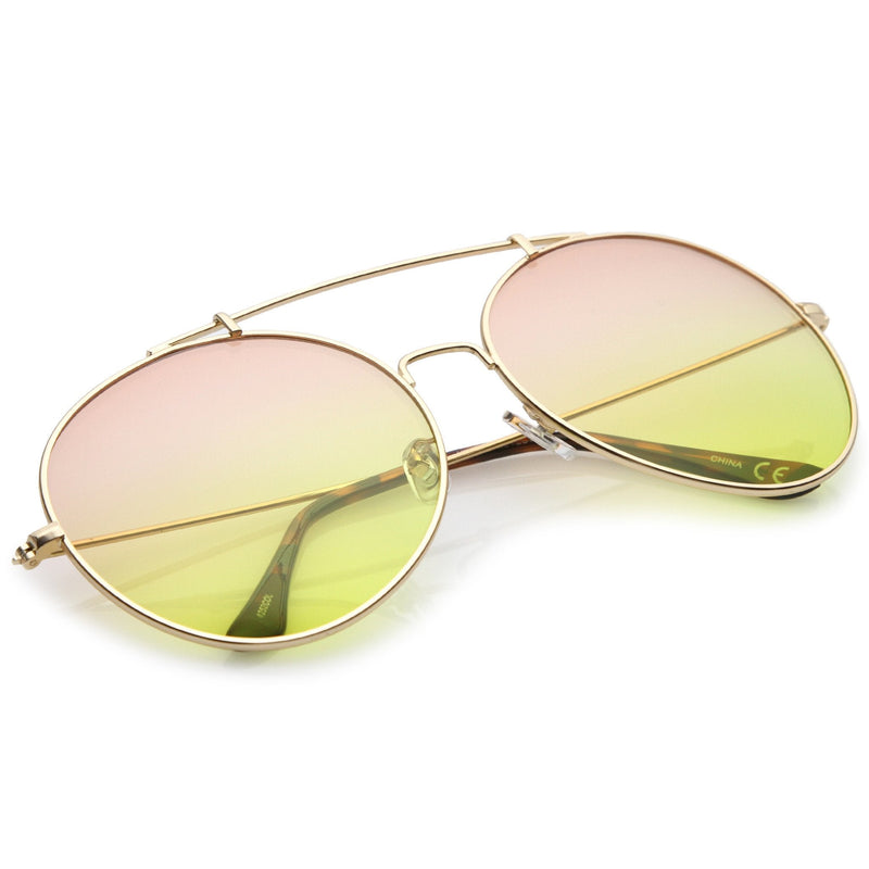 zeroUV Retro Indie Oversize Gradient Lens Aviator Sunglasses A942