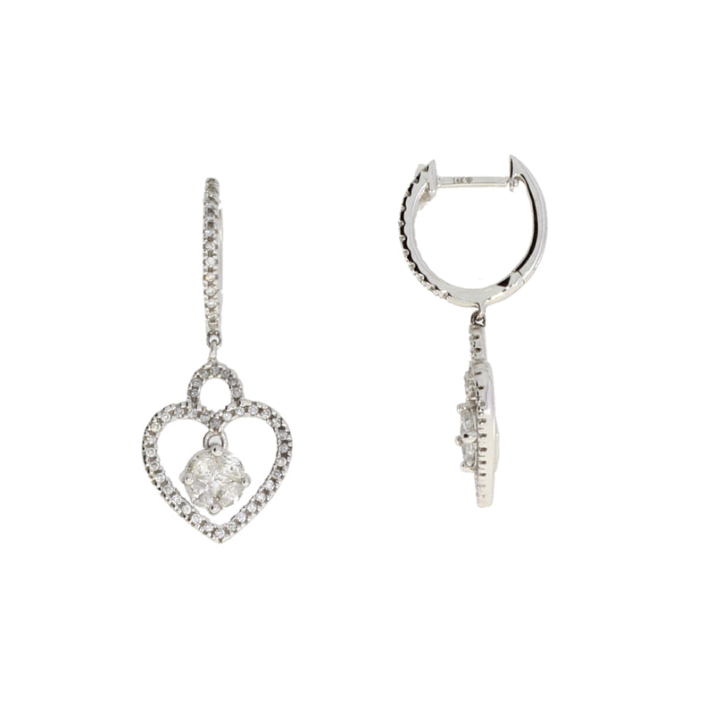 Bids.com .50ct Diamond Dangle Earrings 14KT White Gold Earrings