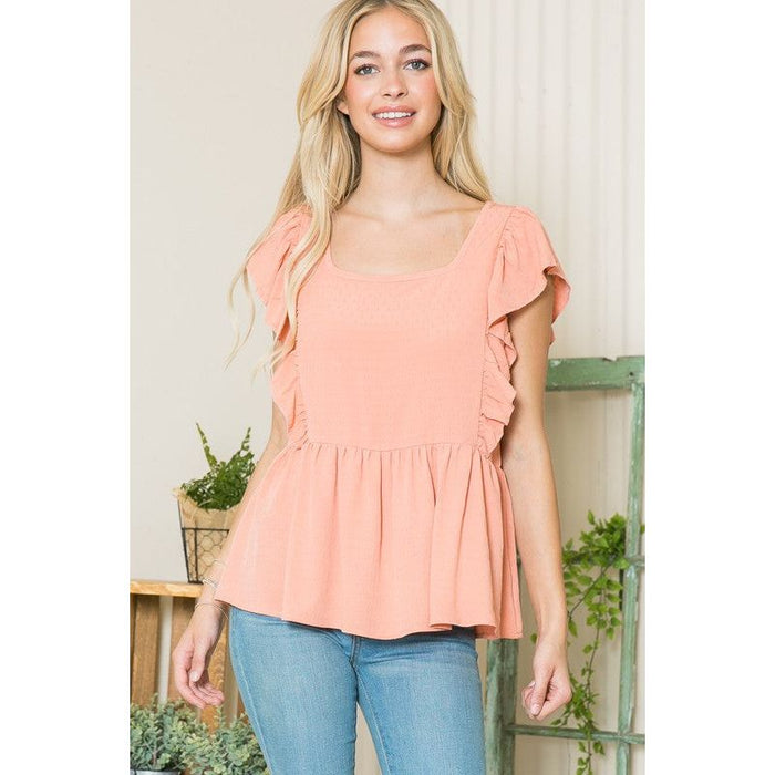 Textured Peplum Top