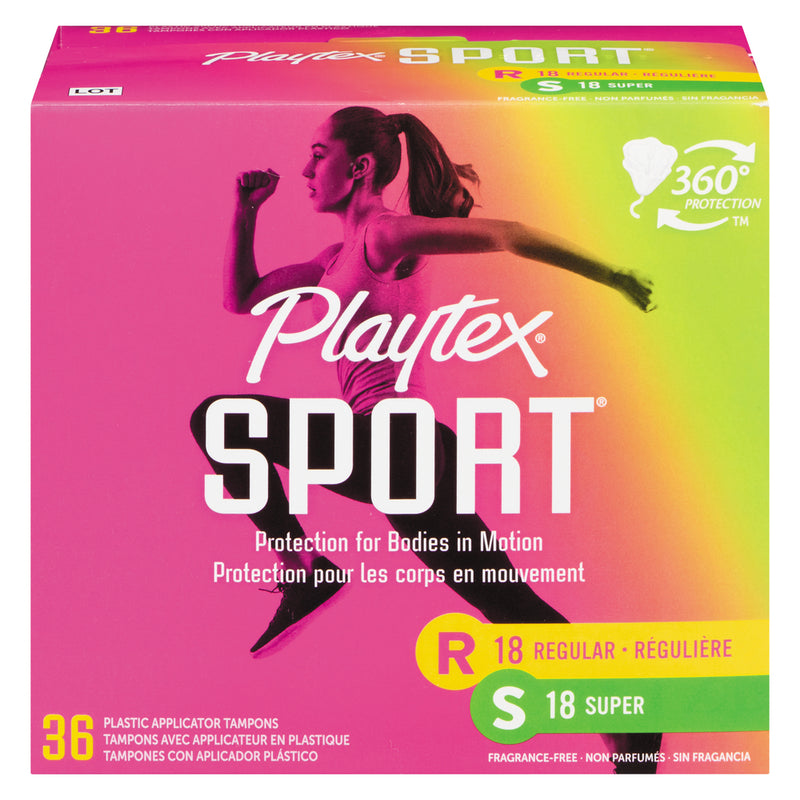 Playtex Playtex Sport Regular/Super Plastic Tampons 36 Ea Box Tampons Pale Violet Red