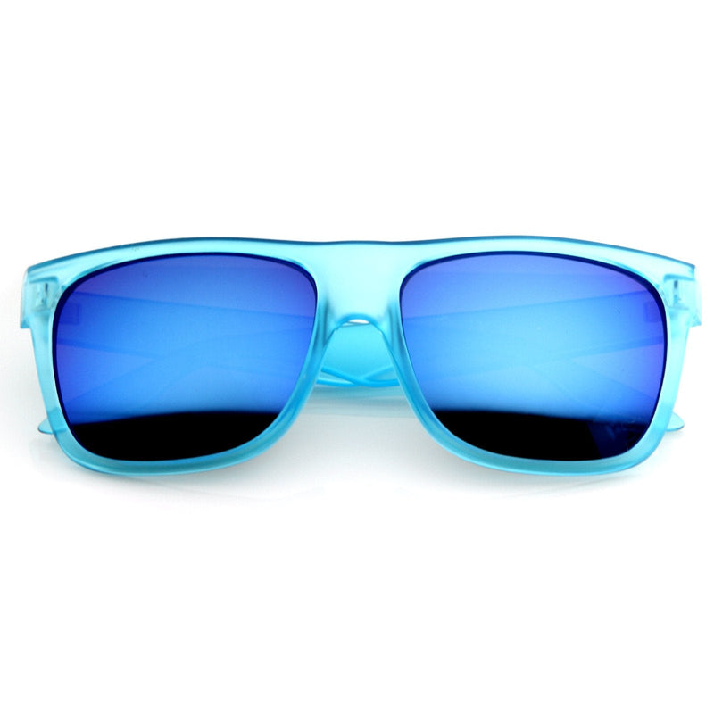 zeroUV Frosted Retro Flat Top Candy Color Mirrored Lens Sunglasses 8610 Sunglasses