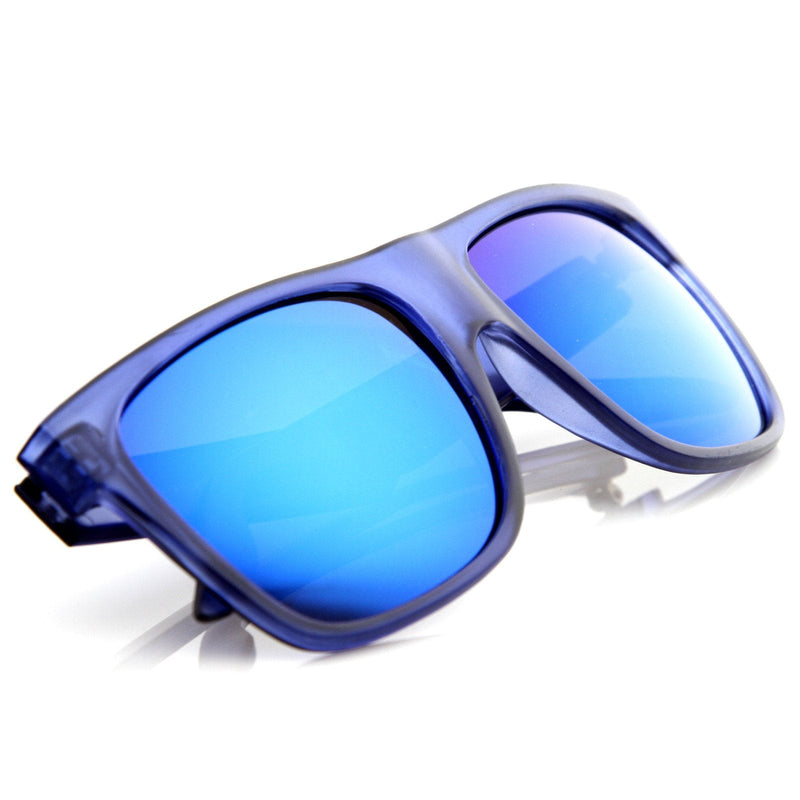 zeroUV Frosted Retro Flat Top Candy Color Mirrored Lens Sunglasses 8610 Sunglasses