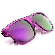 zeroUV Frosted Retro Flat Top Candy Color Mirrored Lens Sunglasses 8610 Sunglasses