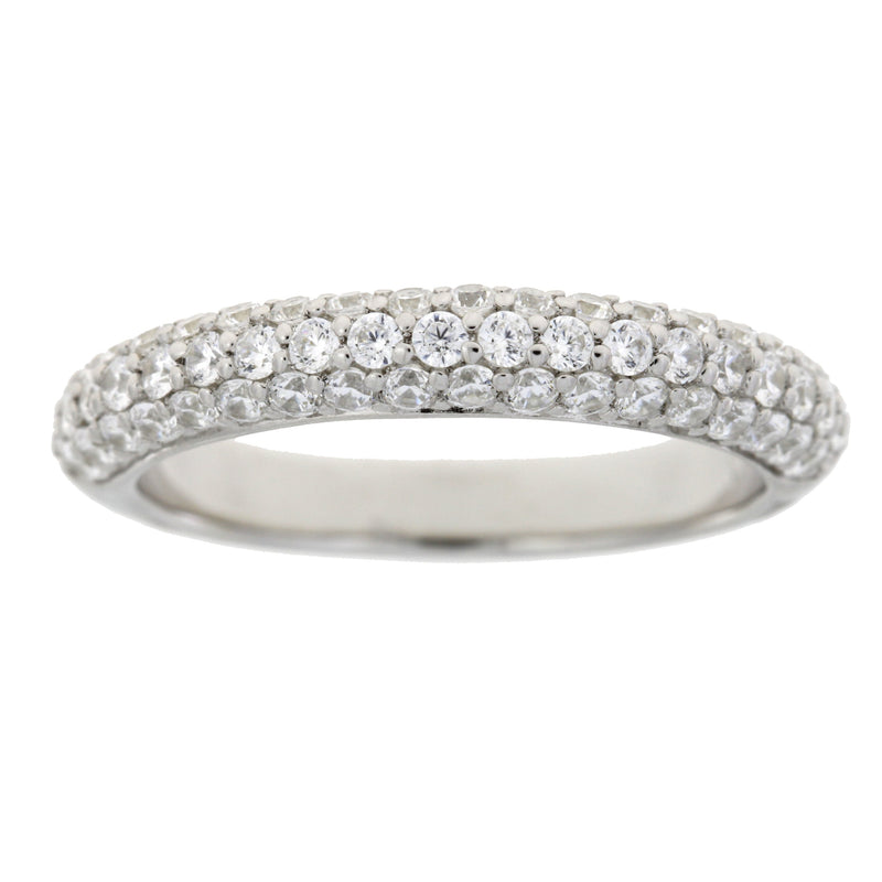 Bids.com Cubic Zirconium Wedding Band Ring Sterling Silver Rings