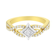 Bids.com 10K Two Tone Color 2/3 Cttw Diamond Kite and Twist Shank Ring (H-I Color,SI2-I1 Clarity) Rings