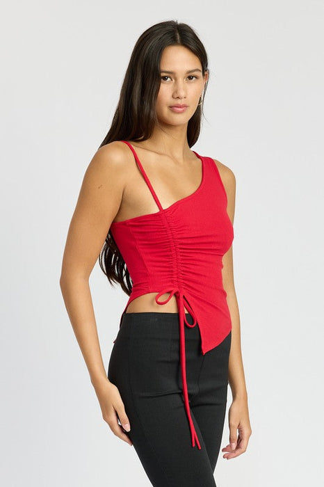 ONE SHOULDER RUCHED TOP