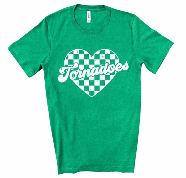 Tornadoes Checked Heart Gameday Graphic Tee