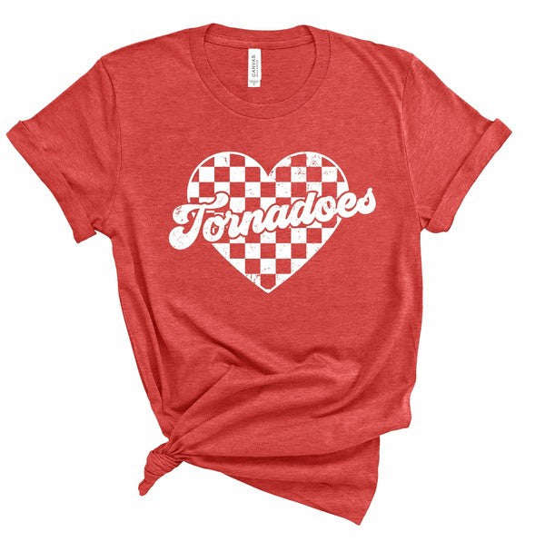 Tornadoes Checked Heart Gameday Graphic Tee