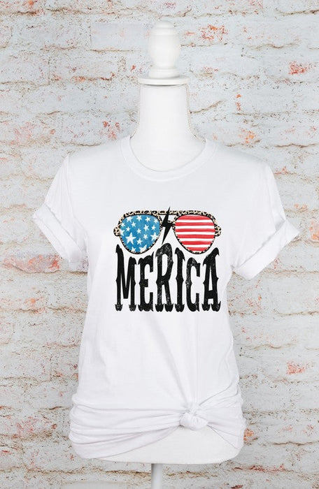 Merica Sunglasses Crew Neck Graphic Tee