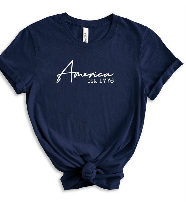 AMERICA 1776 Crew Neck Graphic Tee