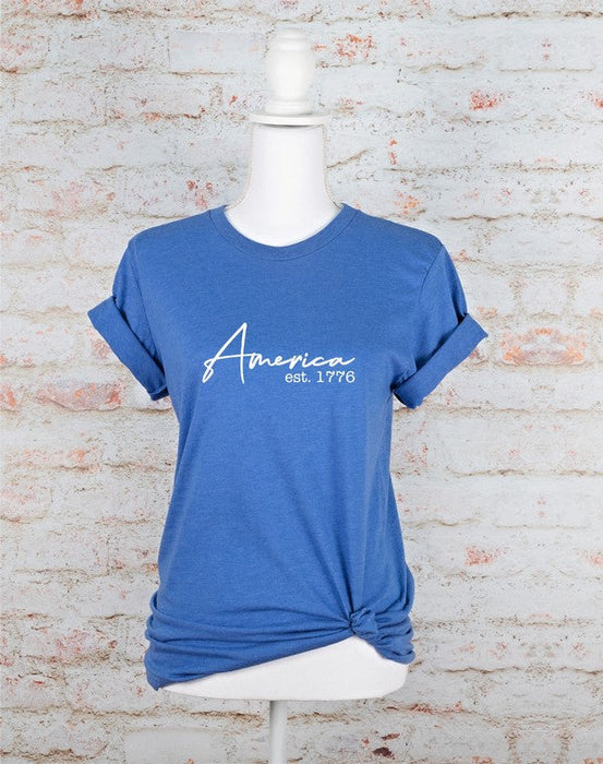 AMERICA 1776 Crew Neck Graphic Tee