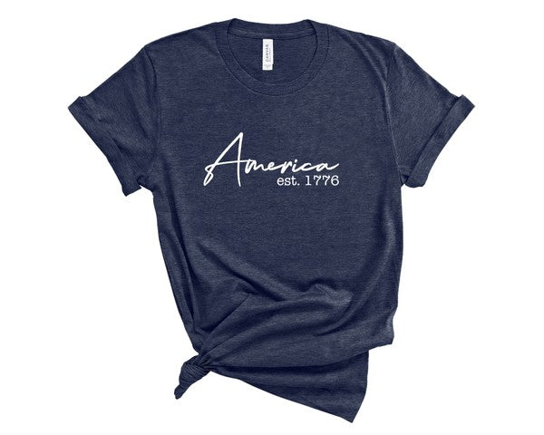 AMERICA 1776 Crew Neck Graphic Tee