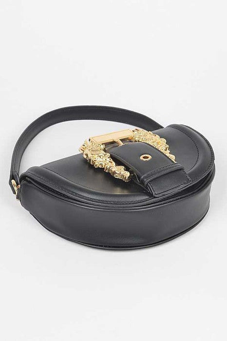 Motif Engraved Buckle Top Handle Convertible Bag