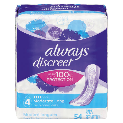 Always Discreet Always Discreet Moderate Absorbency Long Length Incontinence Pads Incontinence Aids Dark Slate Blue