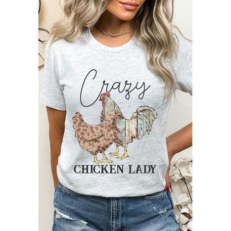 Crazy Chicken Lady Graphic T Shirts