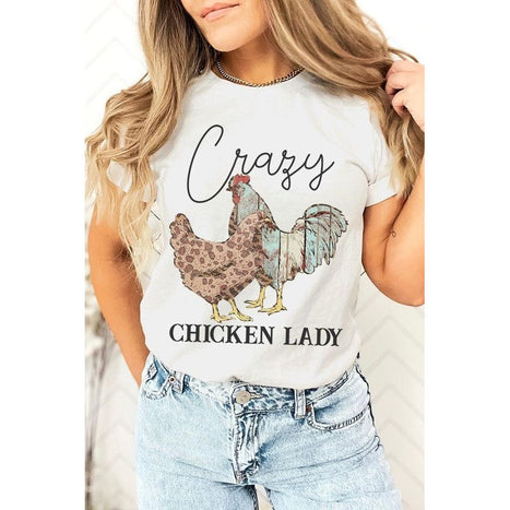 Crazy Chicken Lady Graphic T Shirts