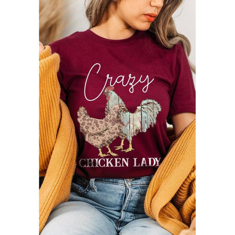 Crazy Chicken Lady Graphic T Shirts