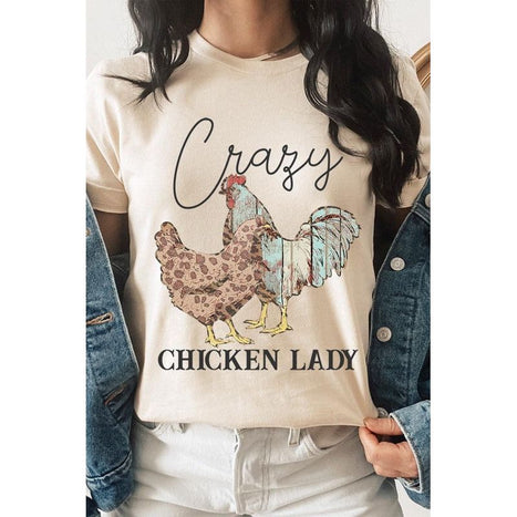 Crazy Chicken Lady Graphic T Shirts