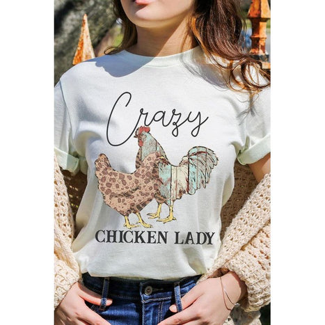 Crazy Chicken Lady Graphic T Shirts