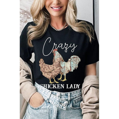 Crazy Chicken Lady Graphic T Shirts