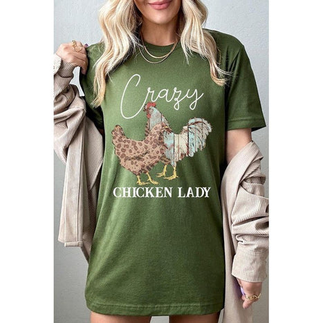 Crazy Chicken Lady Graphic T Shirts