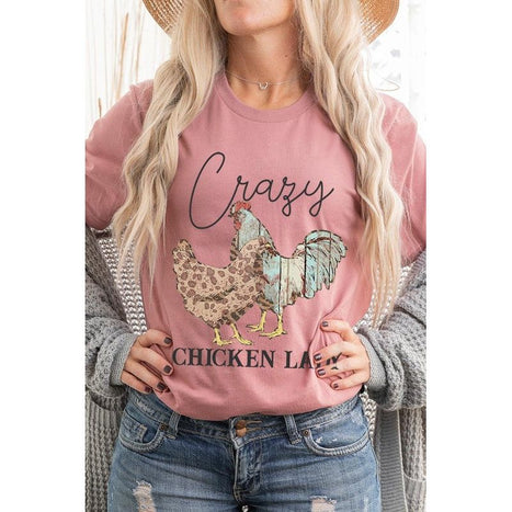 Crazy Chicken Lady Graphic T Shirts