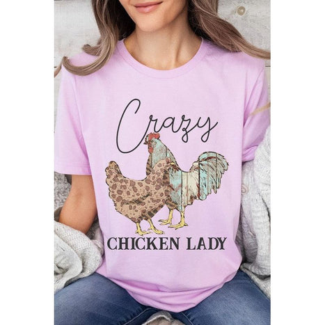 Crazy Chicken Lady Graphic T Shirts