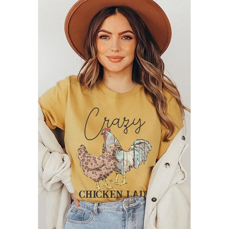 Crazy Chicken Lady Graphic T Shirts