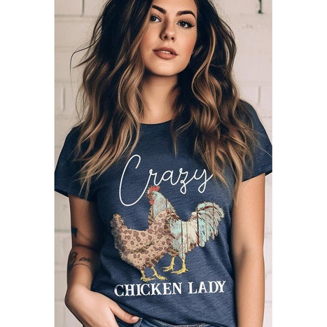 Crazy Chicken Lady Graphic T Shirts