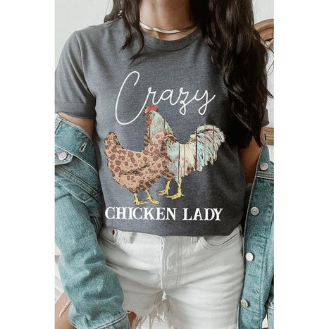 Crazy Chicken Lady Graphic T Shirts