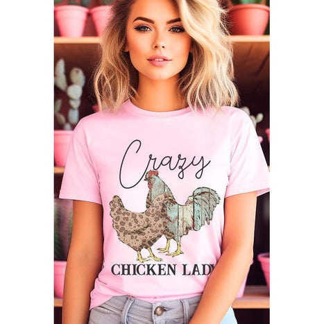 Crazy Chicken Lady Graphic T Shirts